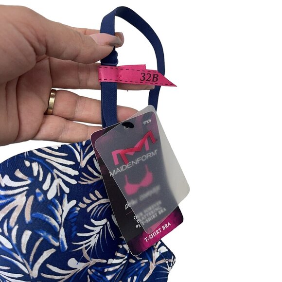 Maidenform- T-Shirt Bra Demi Coverage Underwire Women's Size 32B NWT- NAVY PRINT - Picture 5 of 10